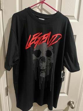 Rock Salt Legend Skull Rhinestone Graphic T-Shirt Black 3X